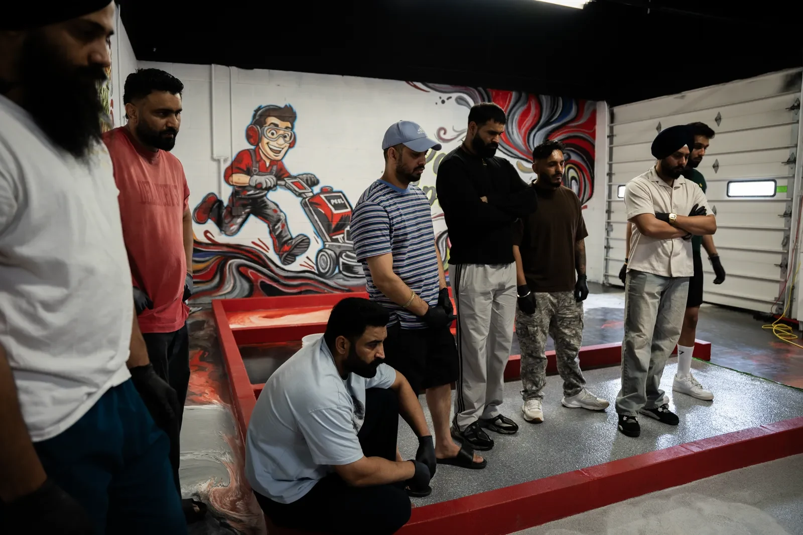 Students at Peel Epoxy training centre attending a demonstration